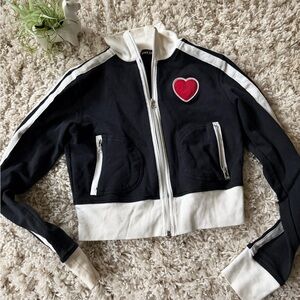 Wet Seal Y2K pop art, vintage cute belly shirt Monochrome Zip-Up Jacket